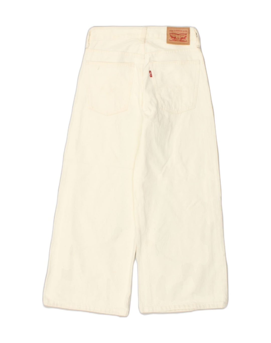 LEVI'S Womens Crop Flare Casual Trousers W24 L23  White Cotton | Vintage Levi's | Thrift | Second-Hand Levi's | Used Clothing | Messina Hembry 