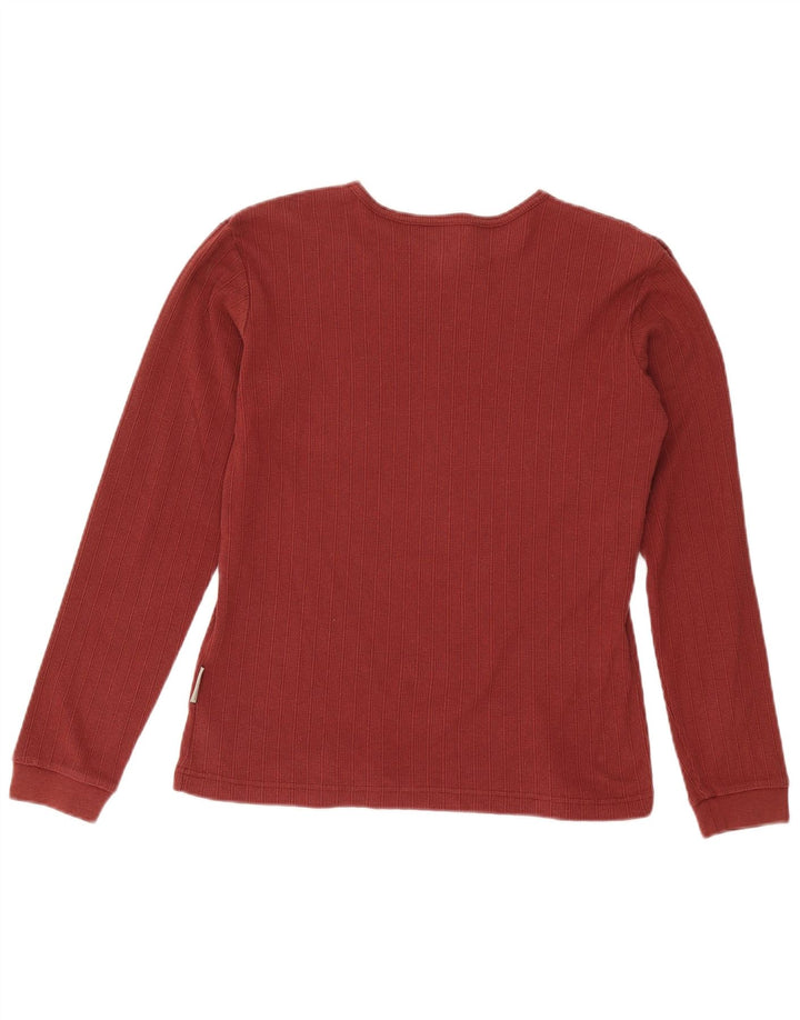 COLUMBIA Damen Top Langarm UK 14 Medium Burgund Baumwolle