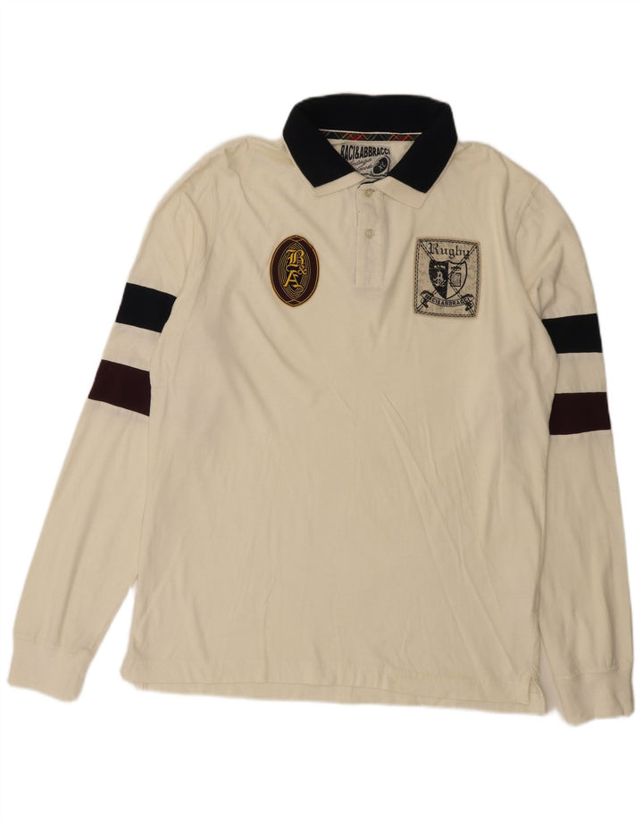 BACI & ABBRACCI Herren-Poloshirt mit Grafik, XL, gebrochenes Weiß, Farbblock