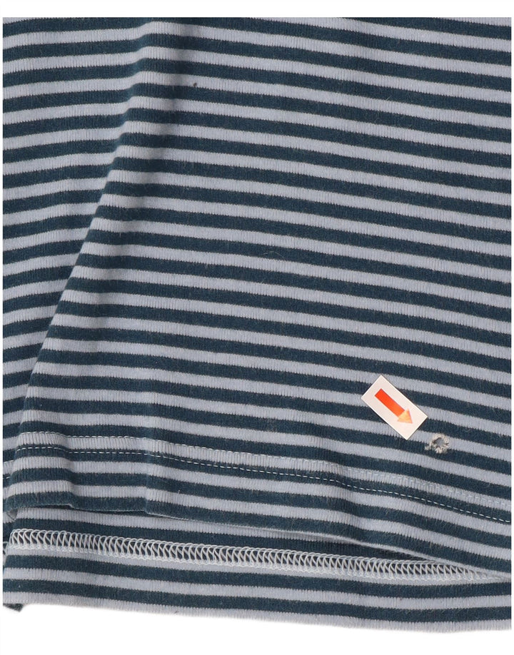 LACOSTE Damen Top Langarm Größe 38 Mittelblau gestreifte Baumwolle