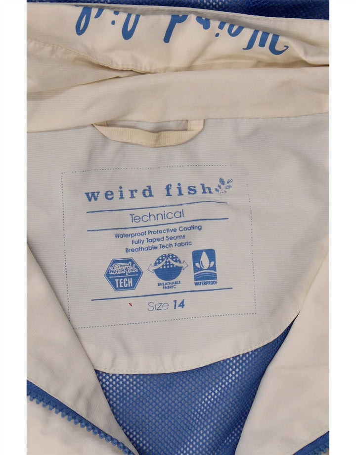 Weird Fish Damen-Regenjacke mit Kapuze, UK 14, Größe L, weißes Colourblock-Nylon