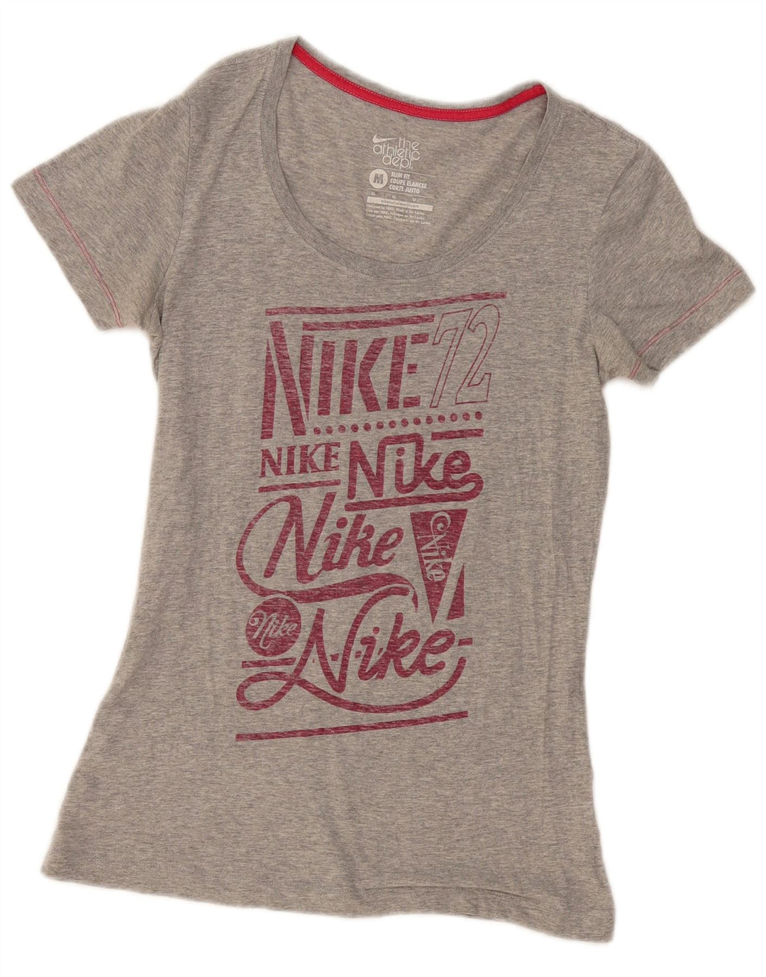 NIKE Damen Slim Fit Graphic T-Shirt Top UK 12 Mittelgrau meliert