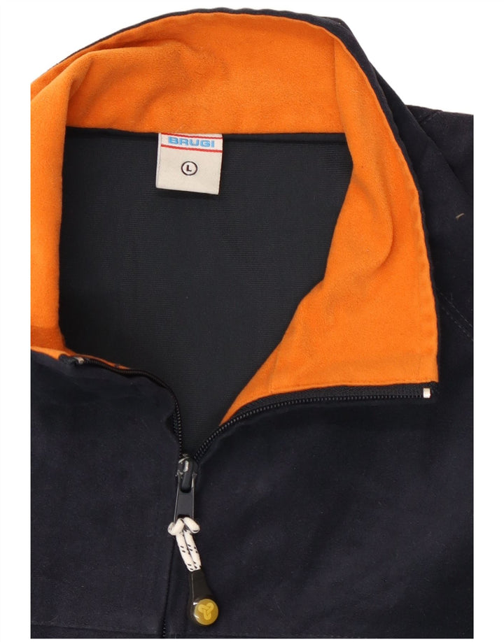 Brugi Herren-Trainingsanzug-Oberteil, Jacke, groß, marineblau, Farbblock-Polyester