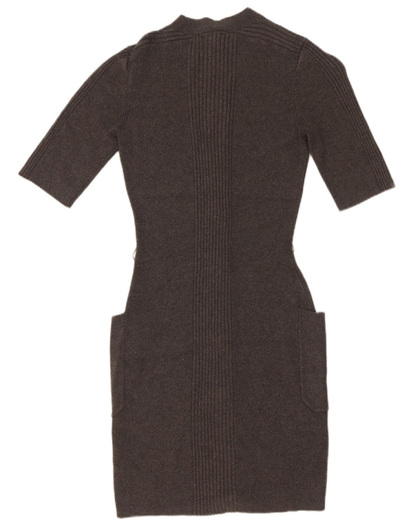 Guess Damen Strick-Bodycon-Kleid UK 14 Mittelgraue Viskose