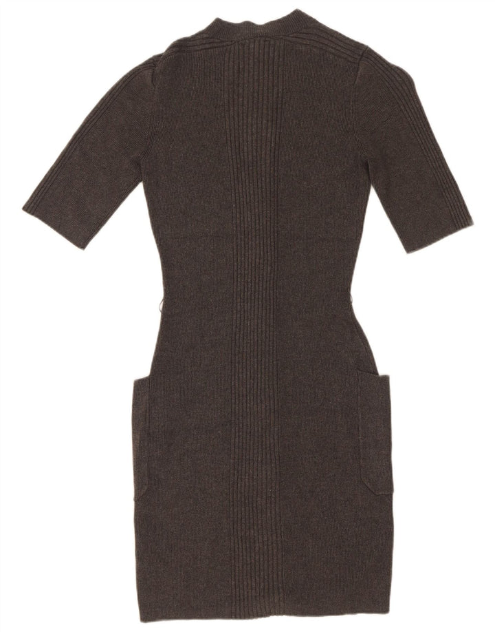 Guess Damen Strick-Bodycon-Kleid UK 14 Mittelgraue Viskose