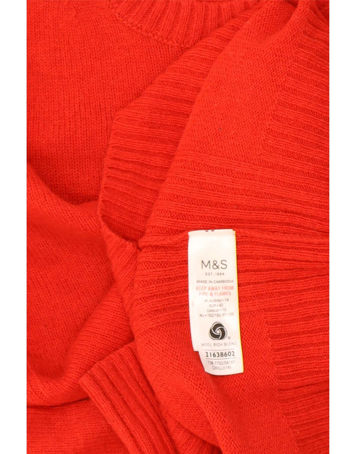 Marks & Spencer Damen-Pullover mit Rundhalsausschnitt, UK 14, Größe L, rote Wolle