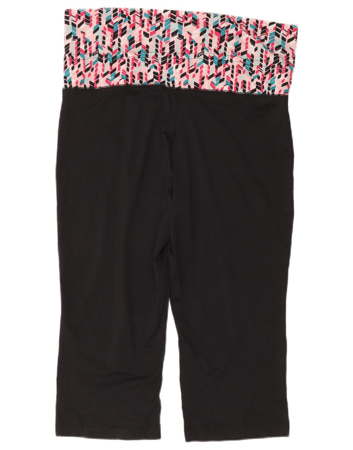 Fila Damen Capri-Leggings UK 16 Large Schwarz Geometrisch Polyester