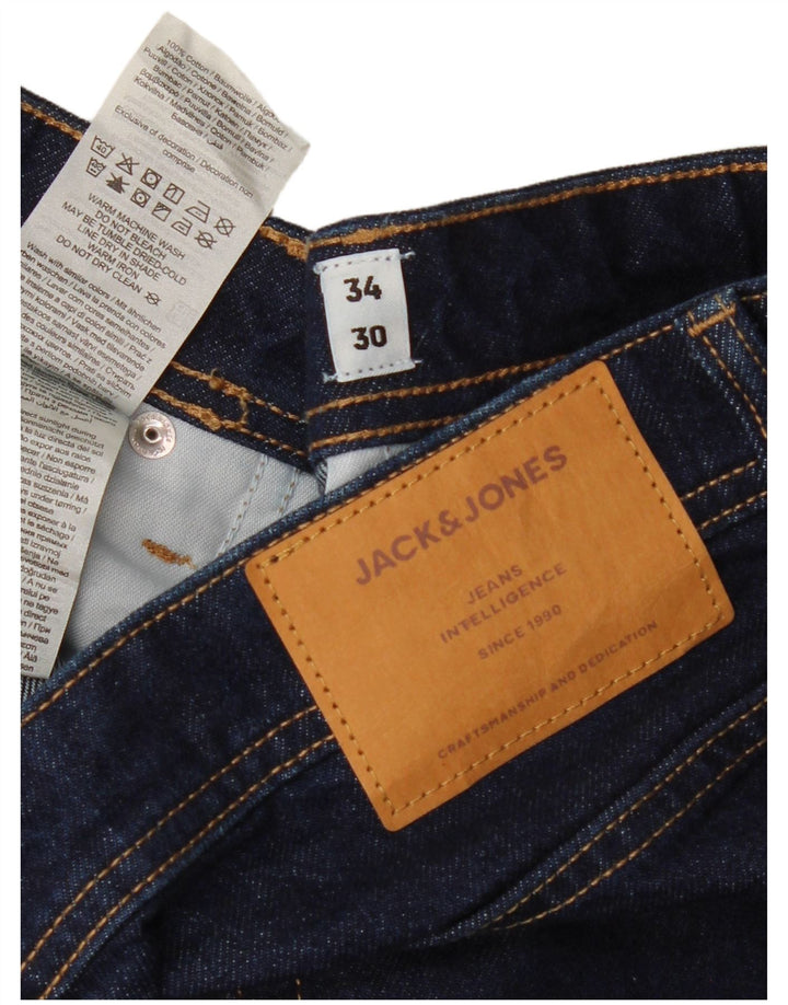 Jack & Jones Herren Straight Jeans W34 L30 Marineblaue Baumwolle