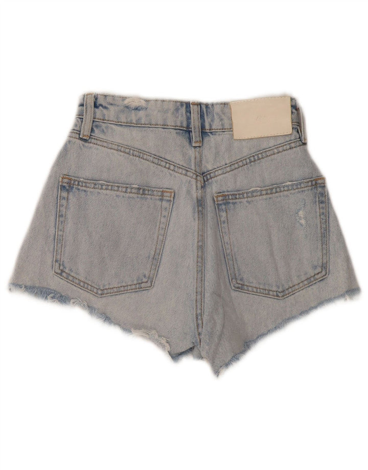 ZARA Womens Distressed Denim Shorts EU 32 2XS W22  Blue