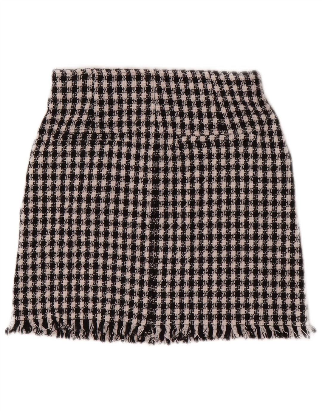 Zara Damen Minirock XS W24 Schwarze Hahnentritt-Baumwolle