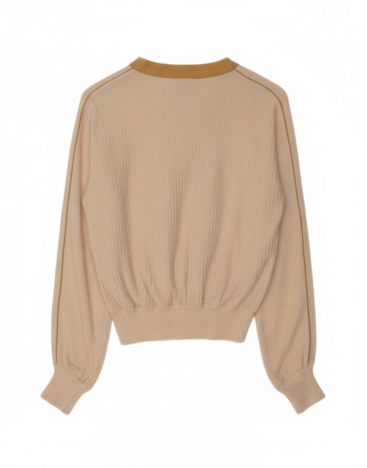VINTAGE Womens Cardigan Sweater IT 42 Medium Beige Colourblock Cotton