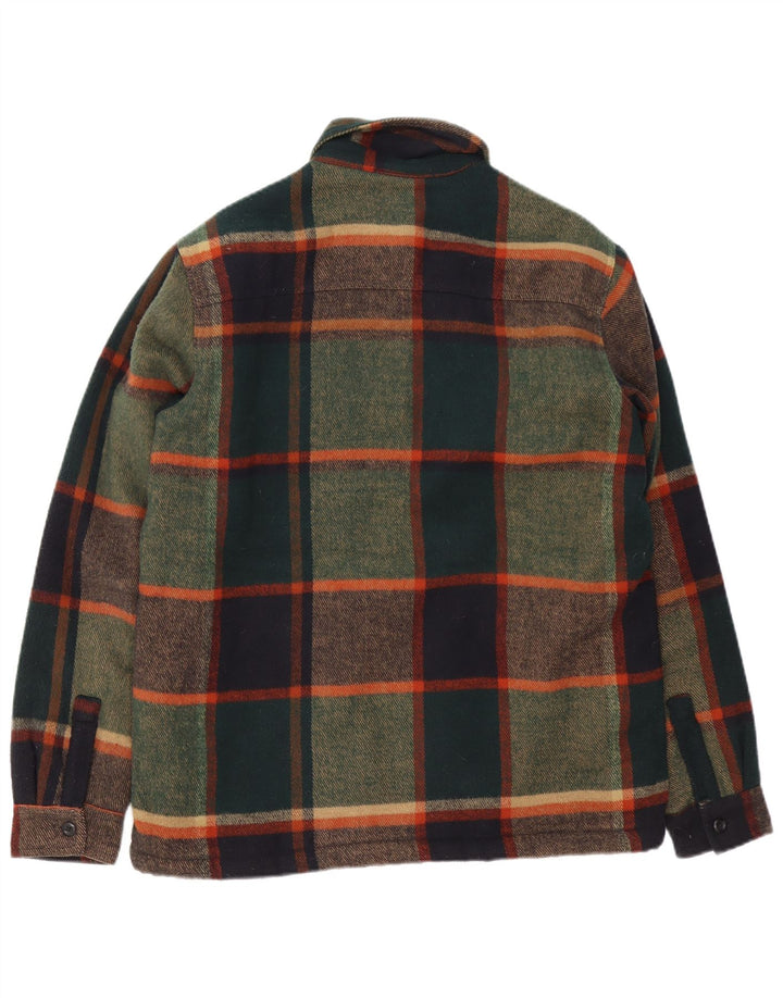 ZARA Herren Relaxed Fit Holzfäller-Flanellhemd, groß, grün kariert, Polyester