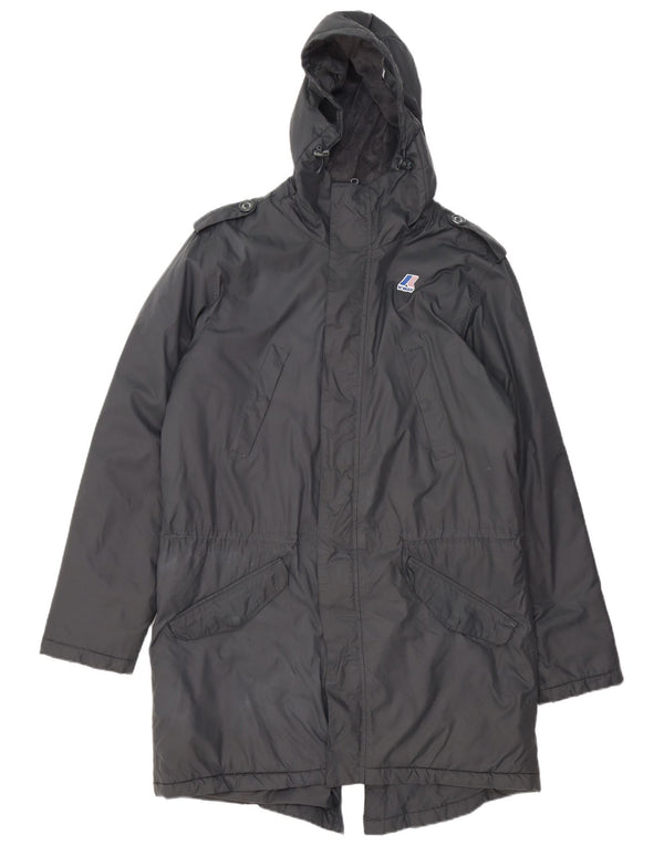 K-Way Herren Militär-Parka mit Kapuze, Größe 40, Grau