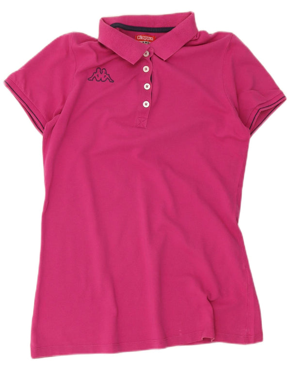 Kappa Womens Graphic Poloshirt UK 14 Large Rosa Baumwolle