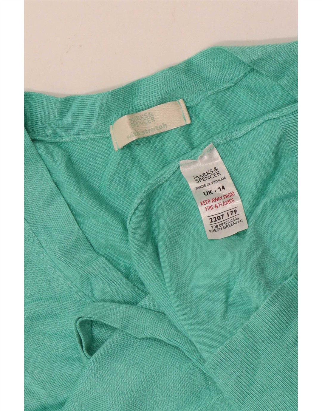 Marks & Spencer Damen-Pullover mit 3/4-Ärmeln und V-Ausschnitt, Gr. 14, Mittelgrün