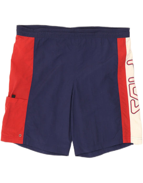 Fila Herren-Badeshorts mit Grafik, IT 52/54, groß, Marineblau, Farbblock