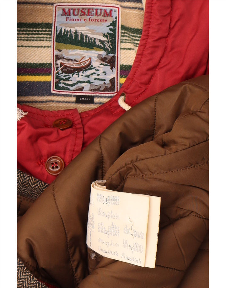 Museum Damen-Windbreakerjacke mit Kapuze, UK 10, kleine graue Colourblock-Wolle