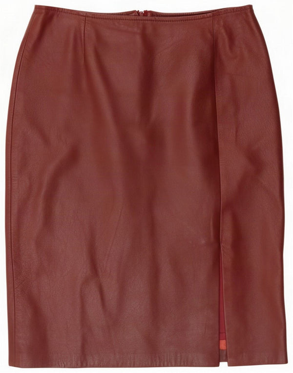 Vintage Womens Leather Skirt Medium W30 Burgundy