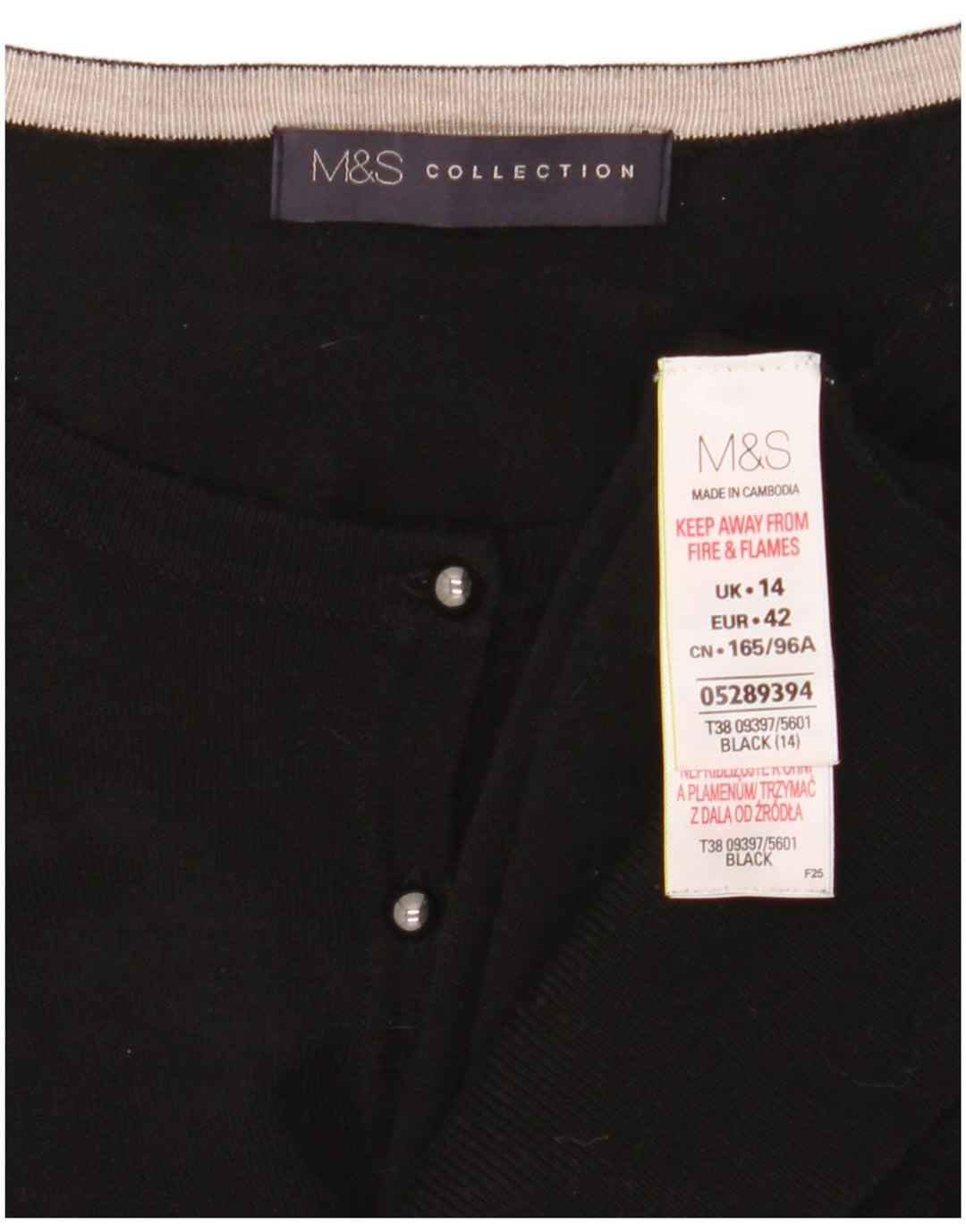 Marks & Spencer Damen-Cardigan-Pullover UK 14 Mittelschwarze Viskose