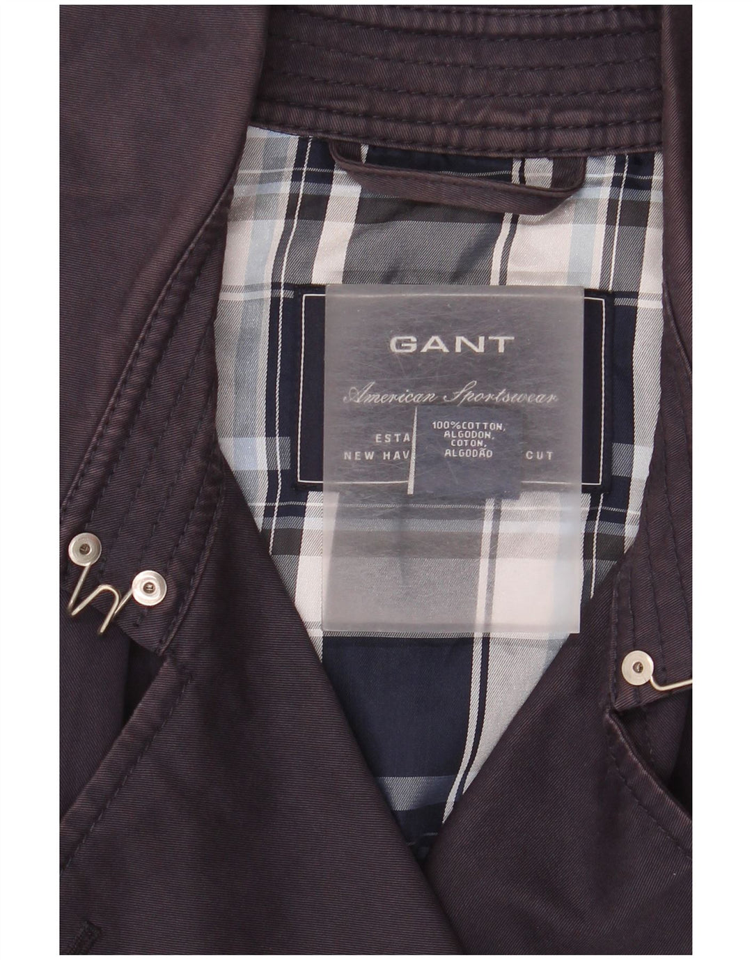 Gant Damen Trenchcoat UK 14 Medium Marineblau Baumwolle