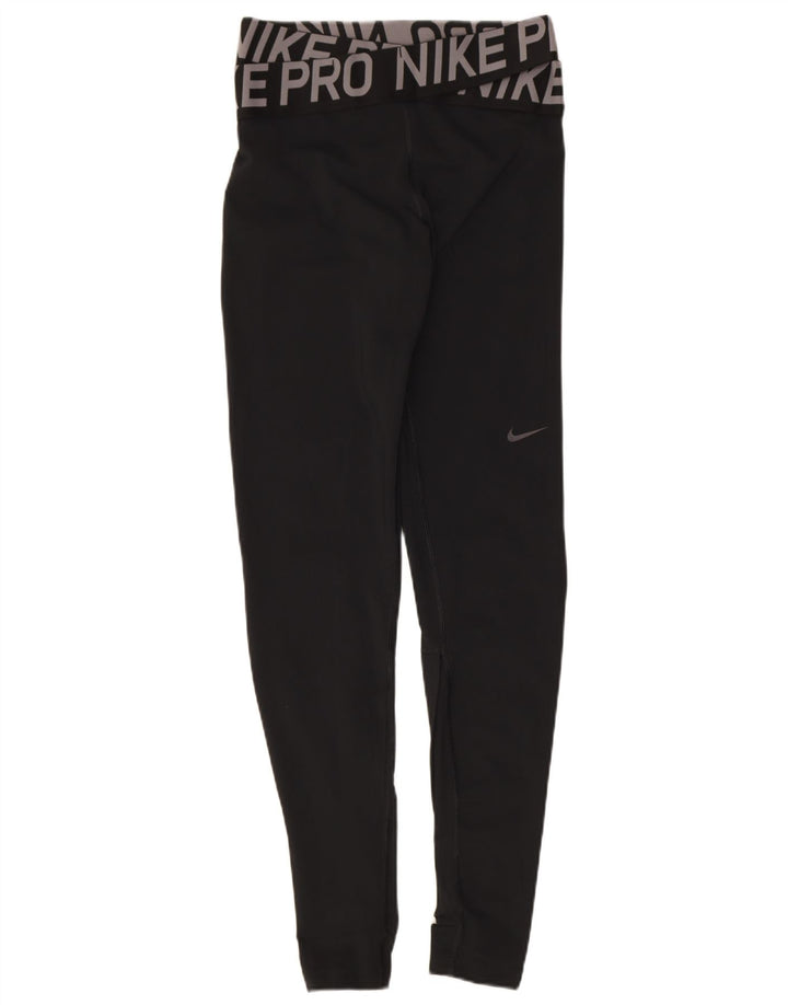 Nike Damen Dri Fit Graphic Leggings UK 8 Small Schwarz Polyester