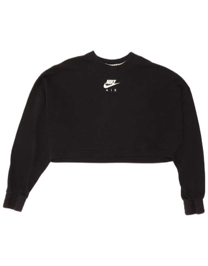 NIKE Damen-Sweatshirt, übergroß, bauchfrei, Gr. 14, Größe M, Schwarz, Sport