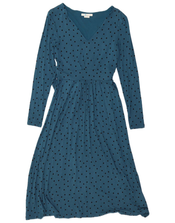 BODEN Damen-Maxikleid mit langen Ärmeln, Größe S, blau, gepunktet, Viskose