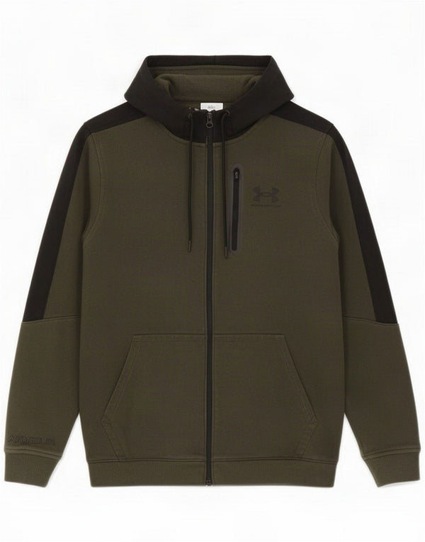 Under Armour Herren Cold Gear Zip Hoodie Pullover Medium Khaki Colourblock