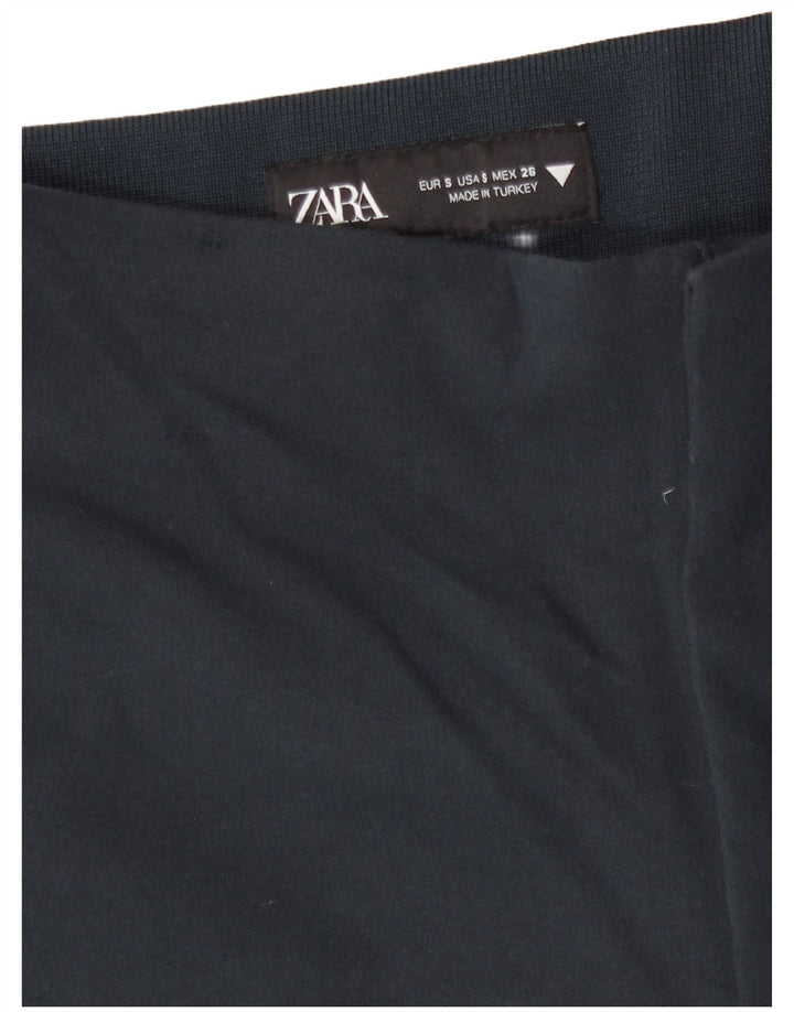 Zara Damen Capri-Hose, Größe S, W26, L19, Marineblau, Viskose