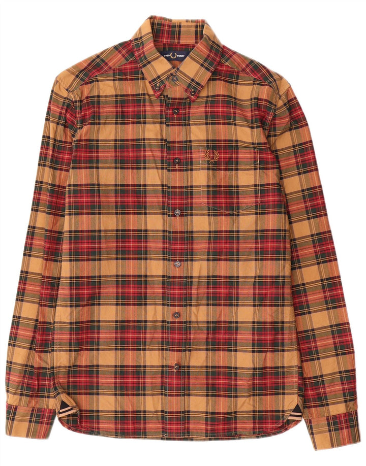 Fred Perry Herrenhemd, klein, braun, kariert, Baumwolle