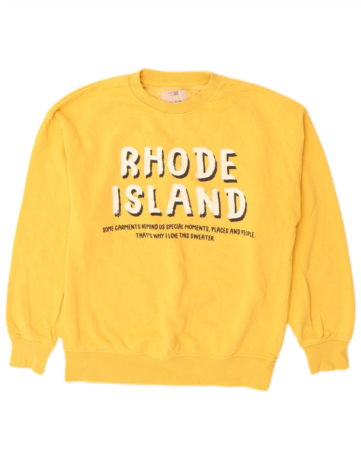 Zara Jungen-Sweatshirt mit Grafik, 11–12 Jahre, gelbe Baumwolle