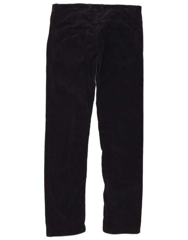 Benetton Damen Slim Cordhose IT 48 XL W34 L31 Schwarze Baumwolle