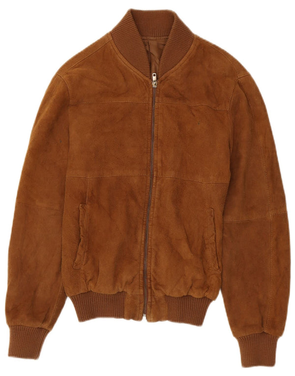 Vintage Damen Bomber Wildlederjacke IT 40 Small Brown