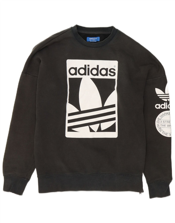 Adidas Herren Grafik-Sweatshirt-Pullover, klein, graue Baumwolle