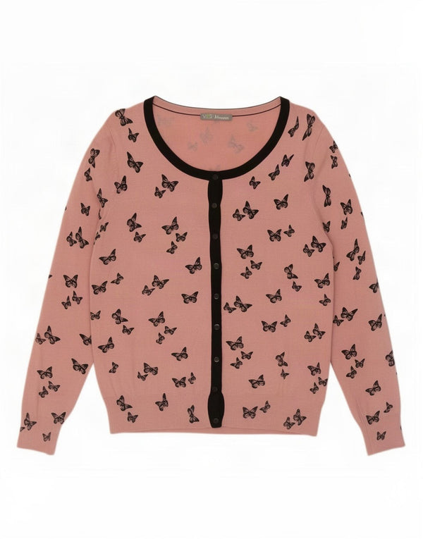 Marks & Spencer Damen-Cardigan-Pullover UK 16 Großer rosa Viskose-Schmetterling