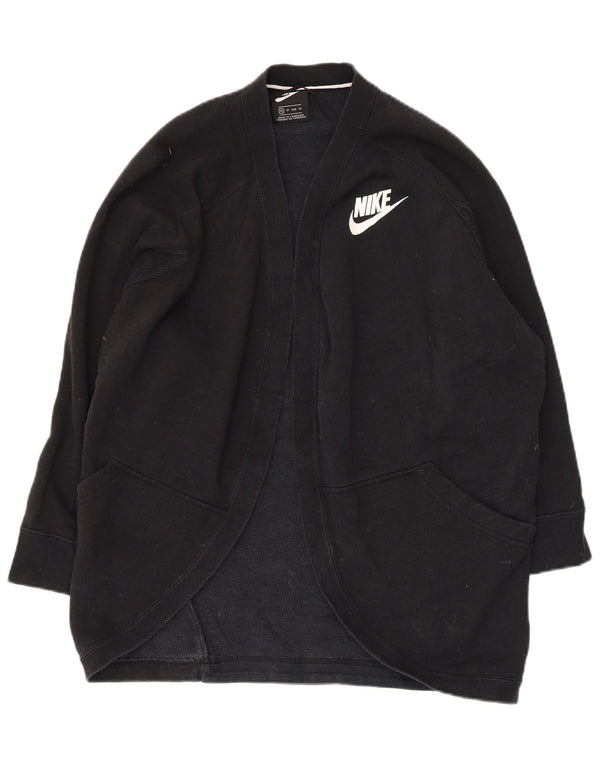 Nike Womens Loose Fit Cardigan Pullover UK 6 XS Schwarz Baumwolle