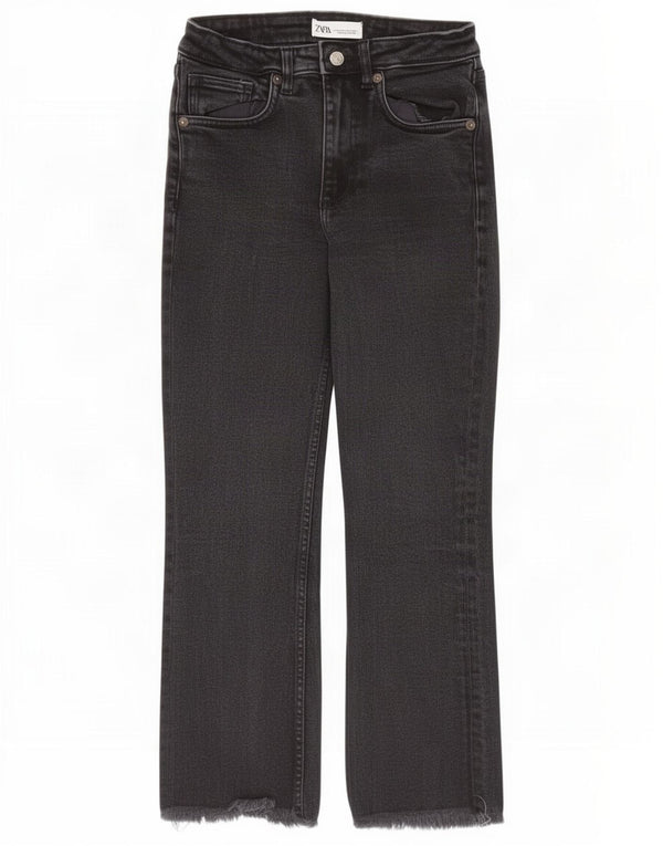Zara Damen Crop Straight Jeans EU 36 XS W26 L24 Schwarz