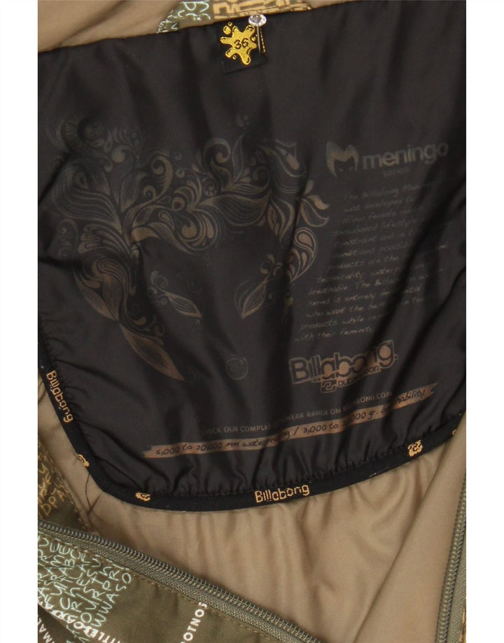 BILLABONG Womens Graphic Hooded Windjacke EU 36 Small Khaki Check