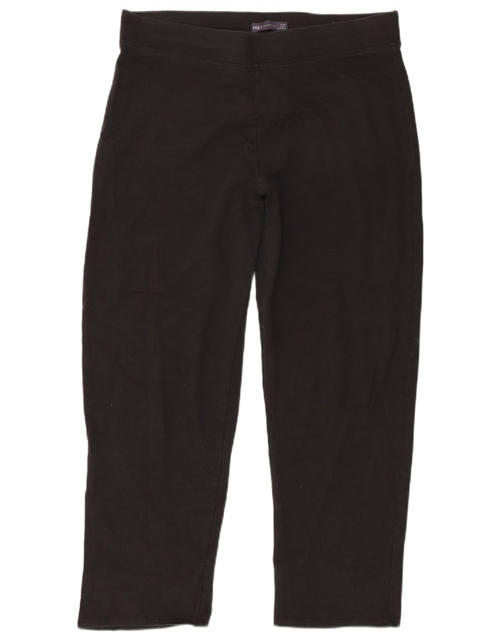 Marks & Spencer Kurze Damen-Leggings, UK 16, Größe L, Schwarz, Baumwolle
