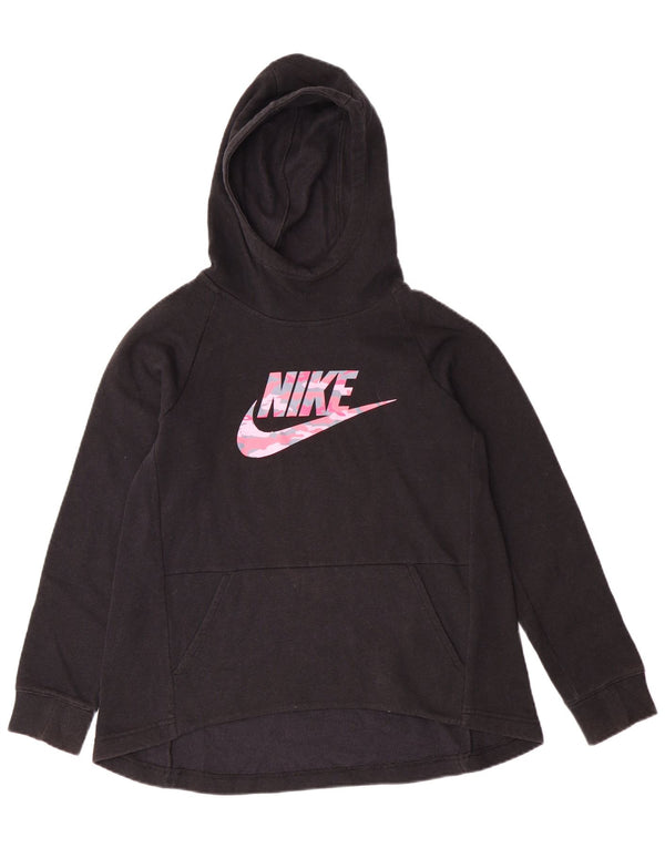 NIKE Mädchen-Kapuzenpullover mit Grafik, 10–11 Jahre, mittlere schwarze Baumwolle