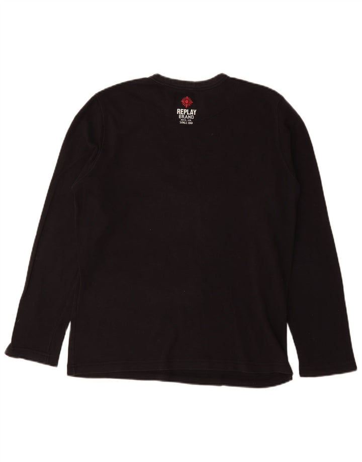 Replay Herren Graphic Top Langarm Large Schwarz
