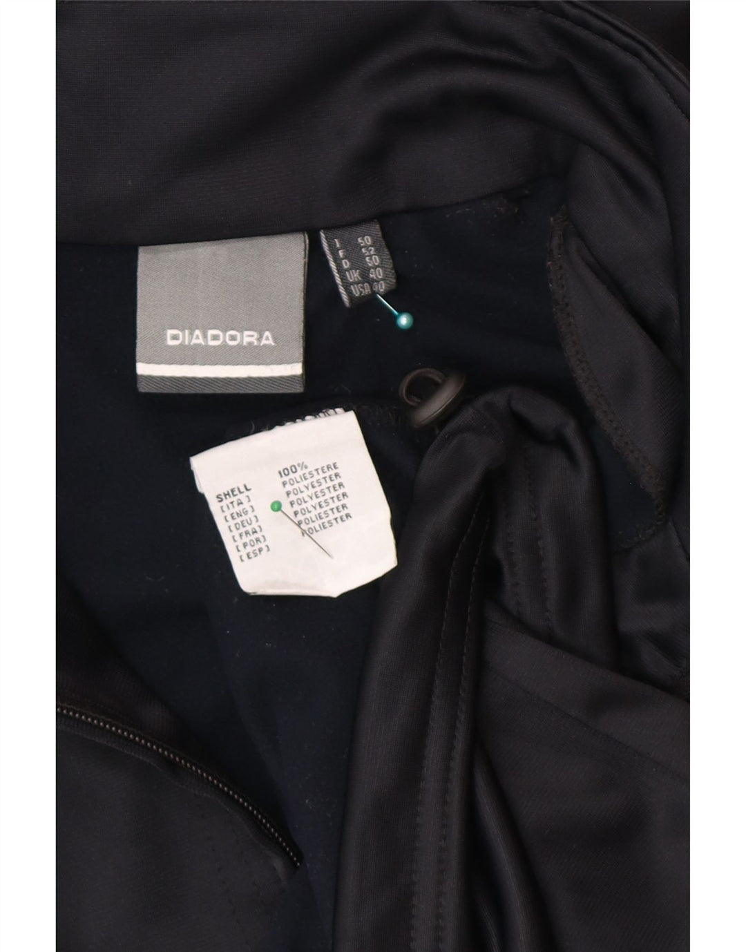 Diadora Herren-Trainingsanzug-Top-Jacke, UK 40, mittelschwarzes Polyester