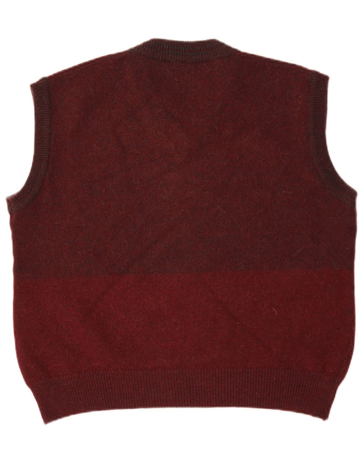 Vintage Herren Weste Tank Top Groß Burgund gestreift