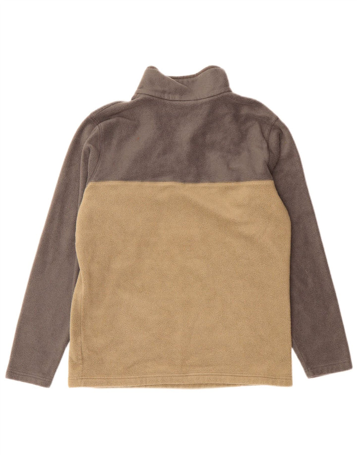 Columbia Herren-Fleecepullover mit Knopfkragen, mittelbeigefarbenes Farbblock-Polyester