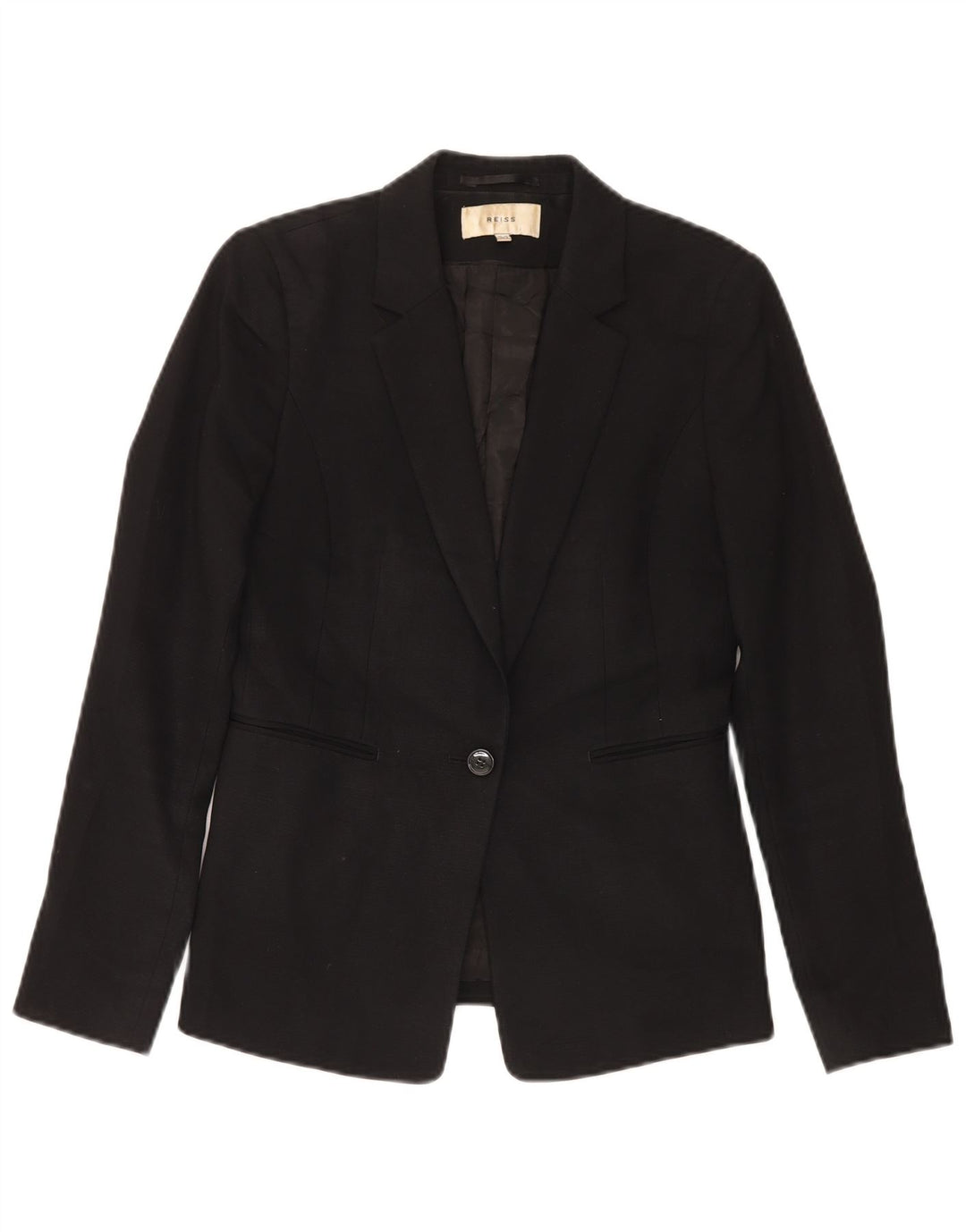 Reiss Damen-Blazerjacke mit 1 Knopf, UK 10, kleine schwarze Wolle