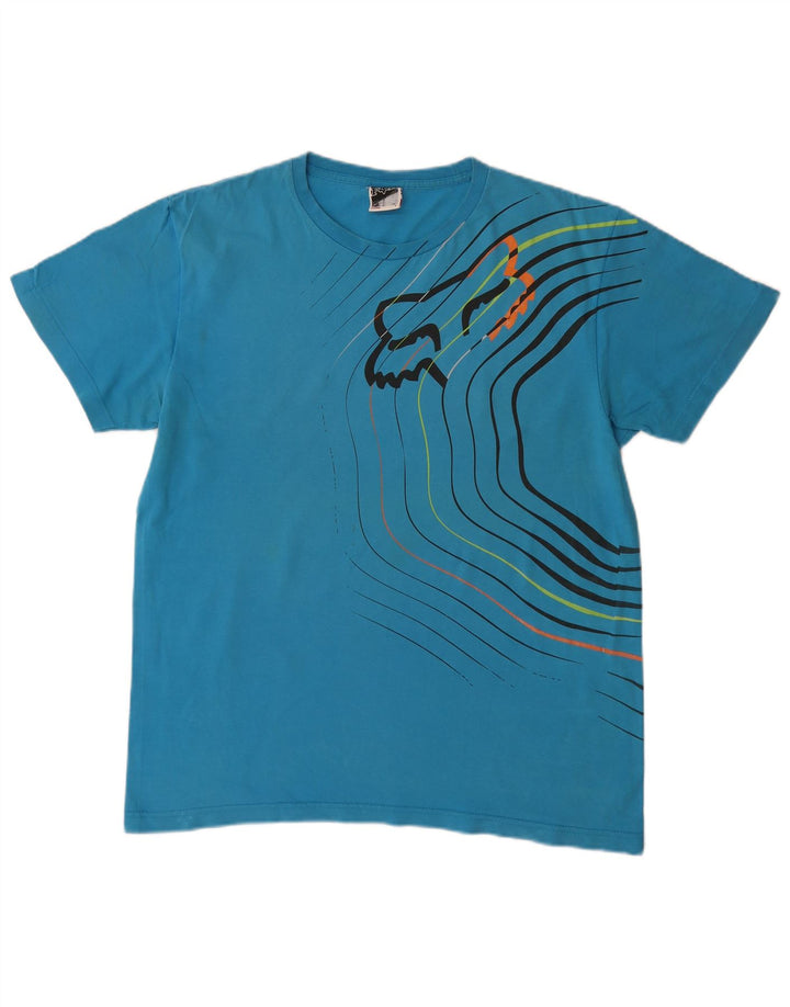 FOX Herren-T-Shirt mit Grafik, groß, aus blauer Baumwolle