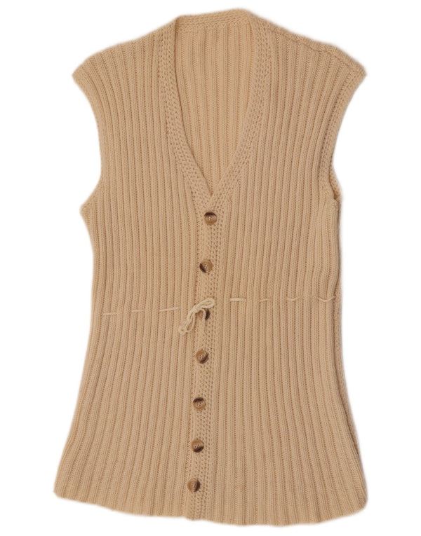 Vintage Damen Ärmelloser Cardigan Pullover UK 14 Medium Off White