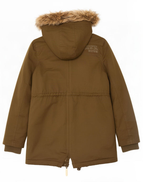 Superdry Womens The windparka Hooded Parka Jacket UK 12 Medium Khaki