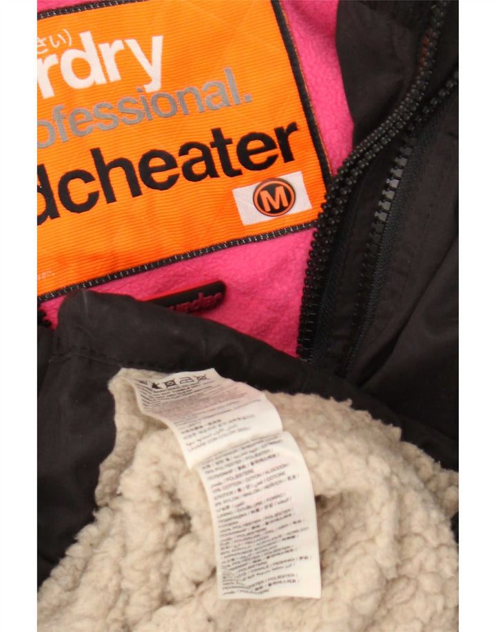 Superdry Damen Windcheater Parka mit Kapuze, UK 14, Mittelschwarz