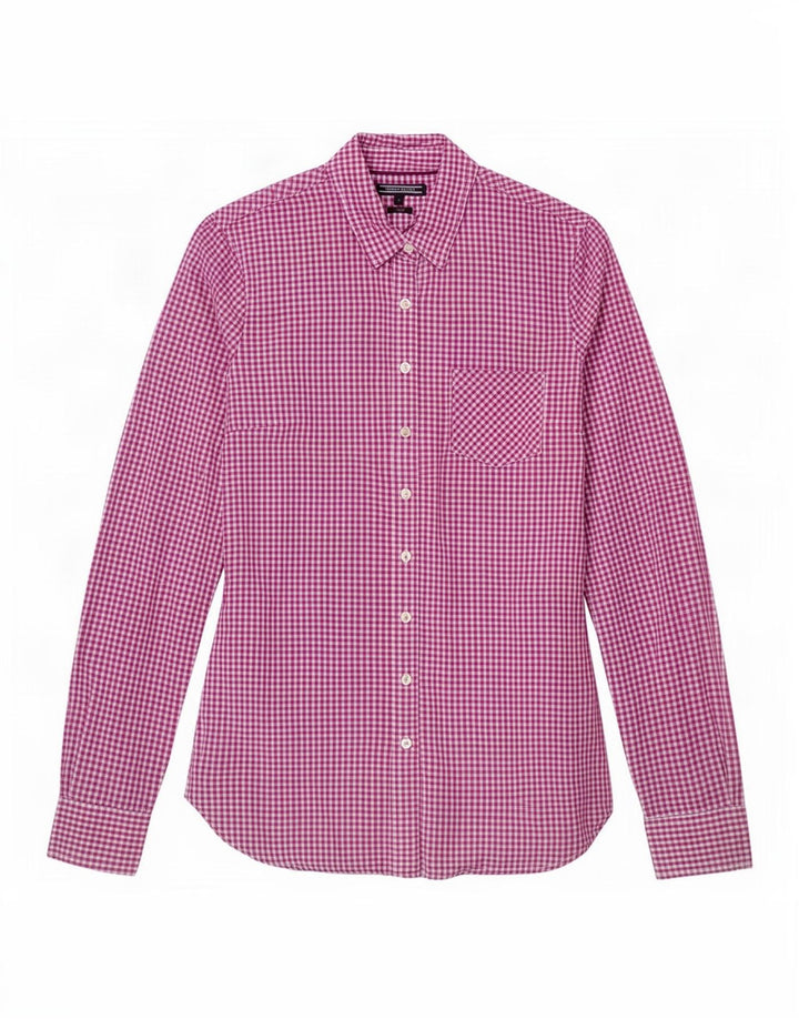 Tommy Hilfiger Damen-Hemd, tailliert, US 6, mittelviolett, Gingham-Baumwolle